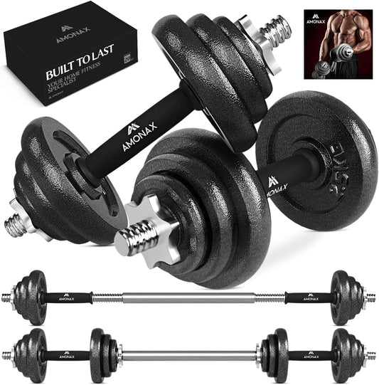 Adjustable Cast Iron Dumbbell and Barbell Weight Set (20Kg/30Kg) for Home Gym - Strength Training Equipment for Men and Women