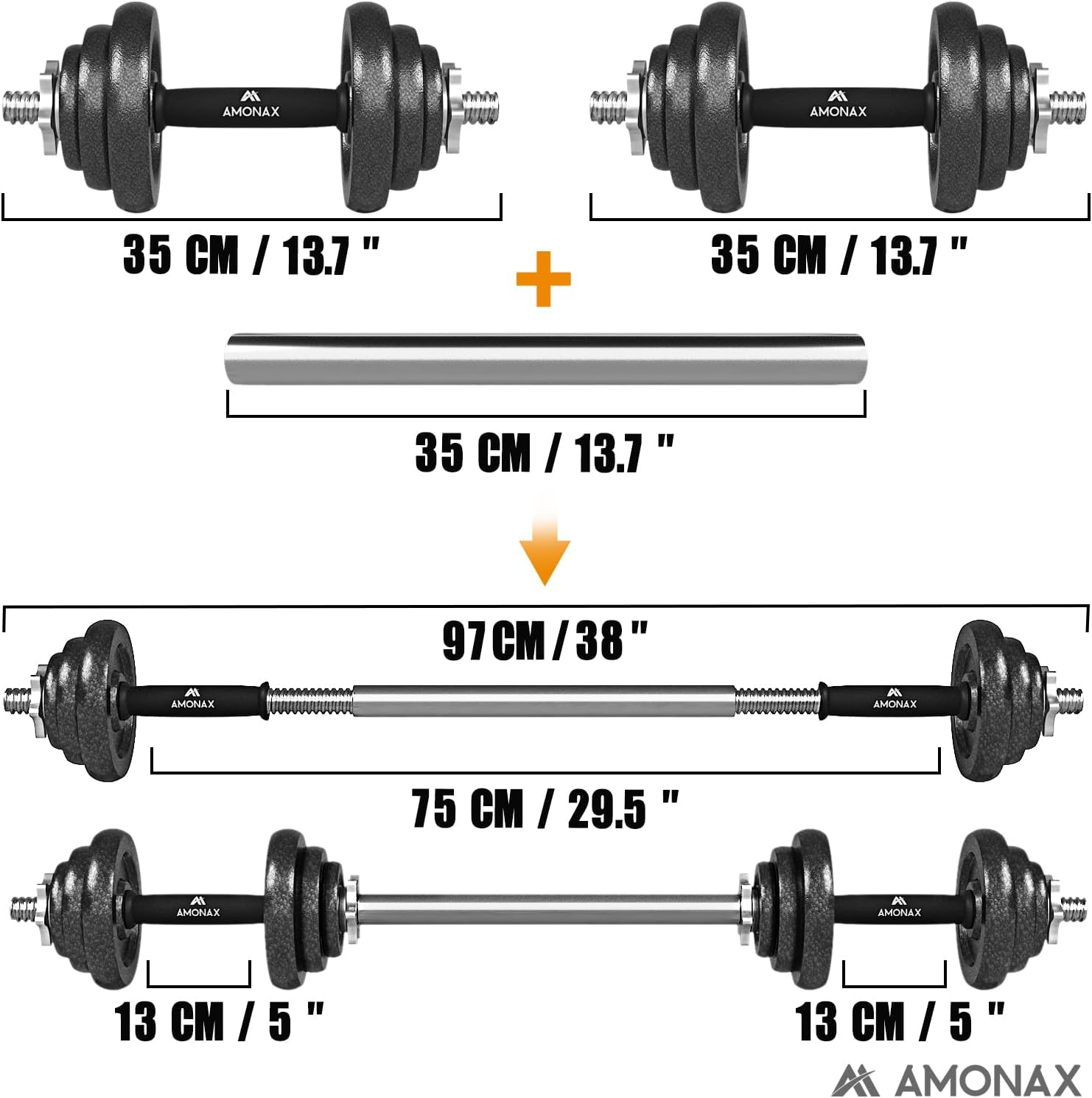 Adjustable Cast Iron Dumbbell and Barbell Weight Set (20Kg/30Kg) for Home Gym - Strength Training Equipment for Men and Women